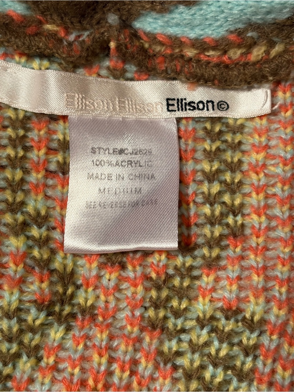 Elison Southwestern Aztec Shawl Collar Cardigan Sweater Medium - Picture 3 of 3